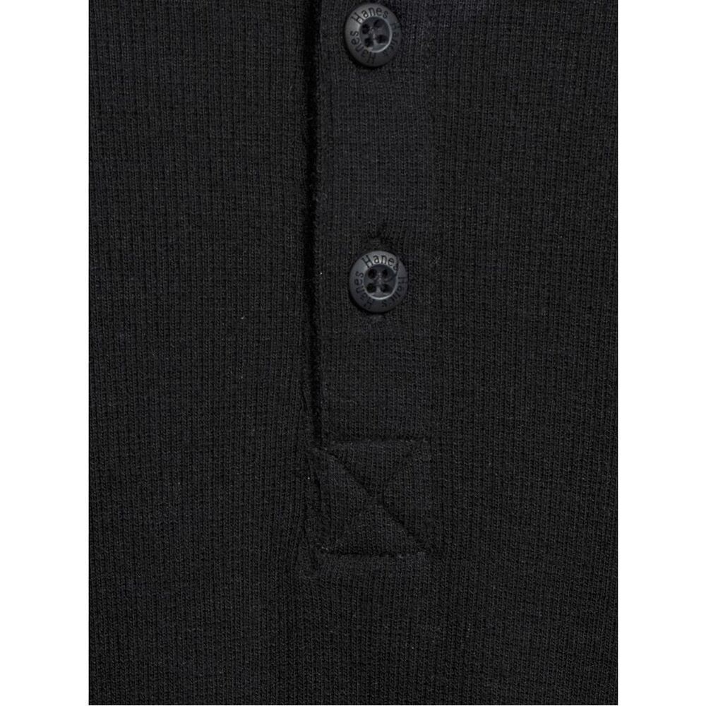 Hanes Men's Large L Black Long Sleeve Henley Pajama Lounge Tee NWT Ribbed Modal - Picture 4 of 7